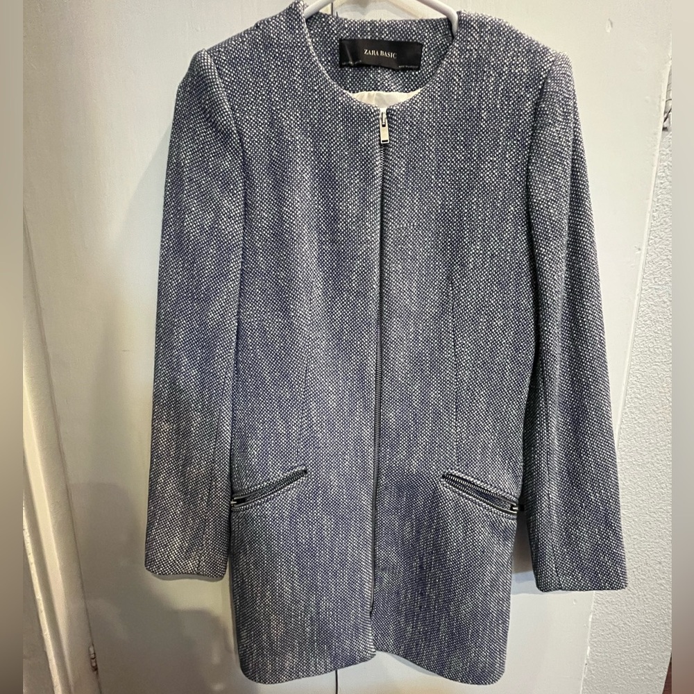Zara Blue Textured Jacket